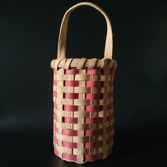 Patriotic-Themed Woven Basket Stars and Stripes Rustic Decor Signed Americana - Picture 3 of 7